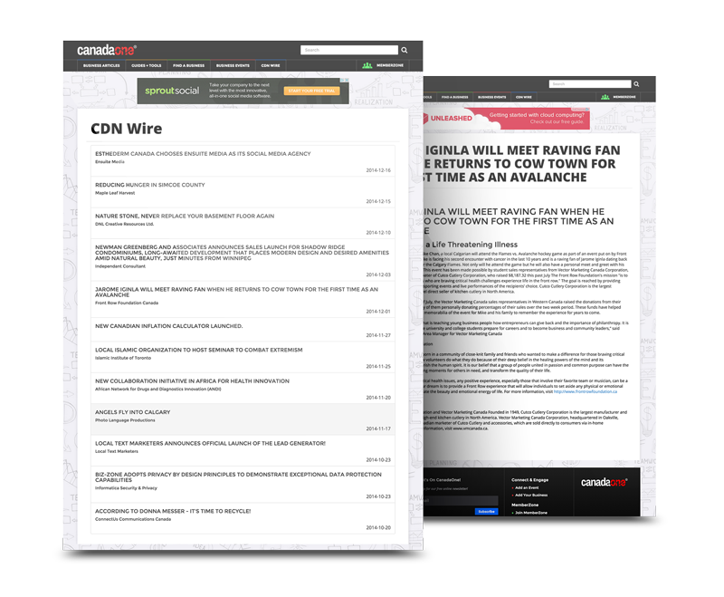 Press Releases on CDN Wire